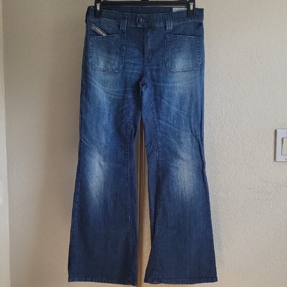 Diesel Fluzi Mid-Rise Faded Wide Flare Stretch Jeans SZ‎ 31 - Picture 1 of 12